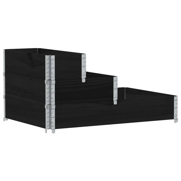 Vassoio per fioriera aiuola rialzata piante fiori terrazza giardino con 3 livelli 120 x 80 cm legno di pino massiccio nero 02_0039888