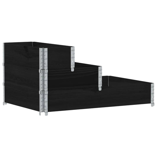 Fioriera Rialzata a 3 Livelli-Vaso da Esterno-Fioriera Elevata Nera 120x80 cm Legno di Pino 526537