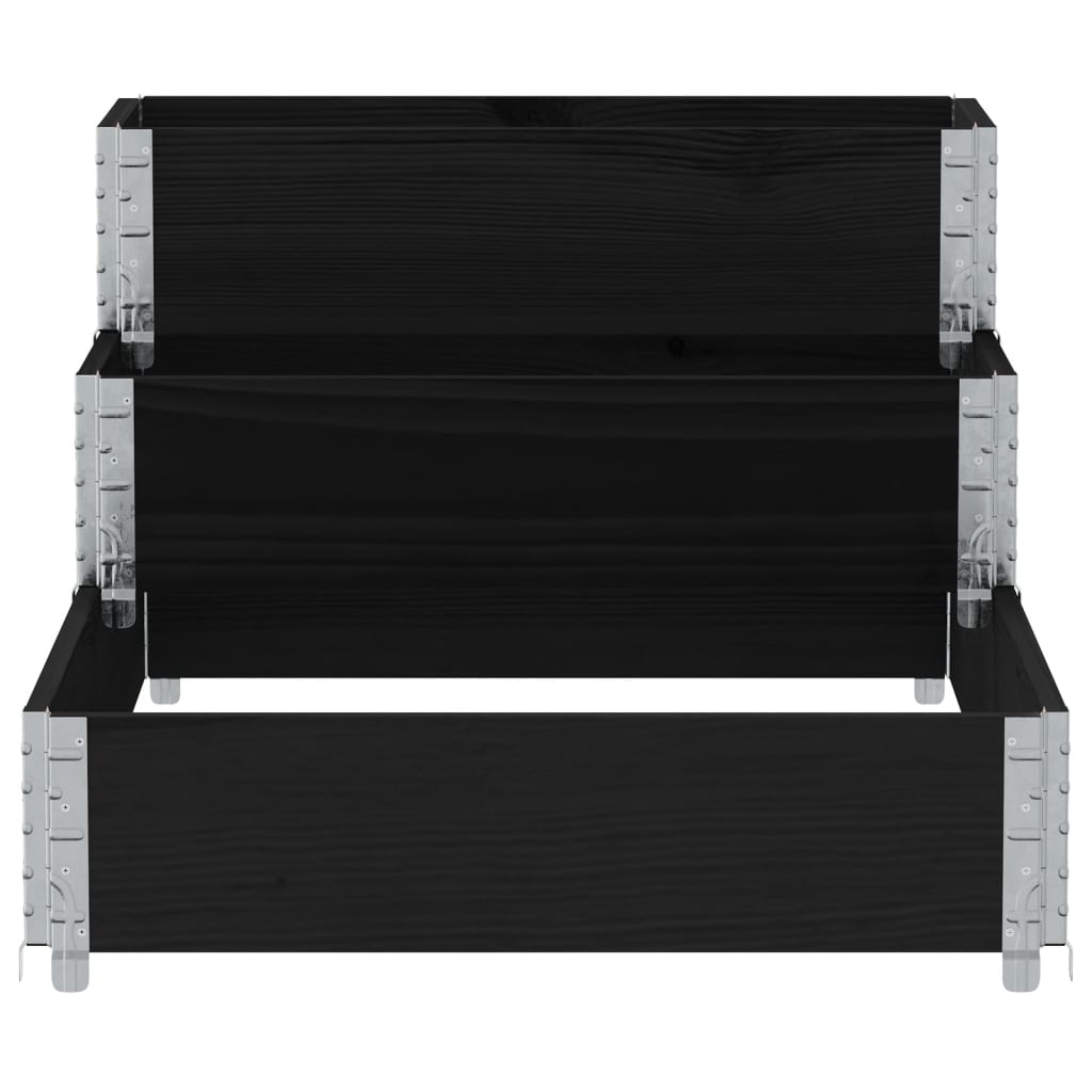 Vassoio per fioriera aiuola rialzata piante fiori terrazza giardino con 3 livelli 120 x 80 cm legno di pino massiccio nero 02_0039888
