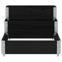 Vassoio per fioriera aiuola rialzata piante fiori terrazza giardino con 3 livelli 120 x 80 cm legno di pino massiccio nero 02_0039888