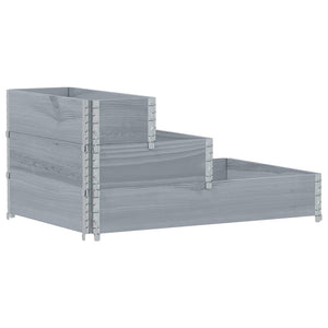 Fioriera Rialzata a 3 Livelli Grigia 120x80 cm Legno di Pino 4010311