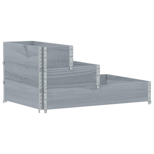 Vaso per fioriera aiuola rialzata piante fiori terrazza giardino con 3 livelli 120 x 80 cm legno massello di pino grigio 02_0039886