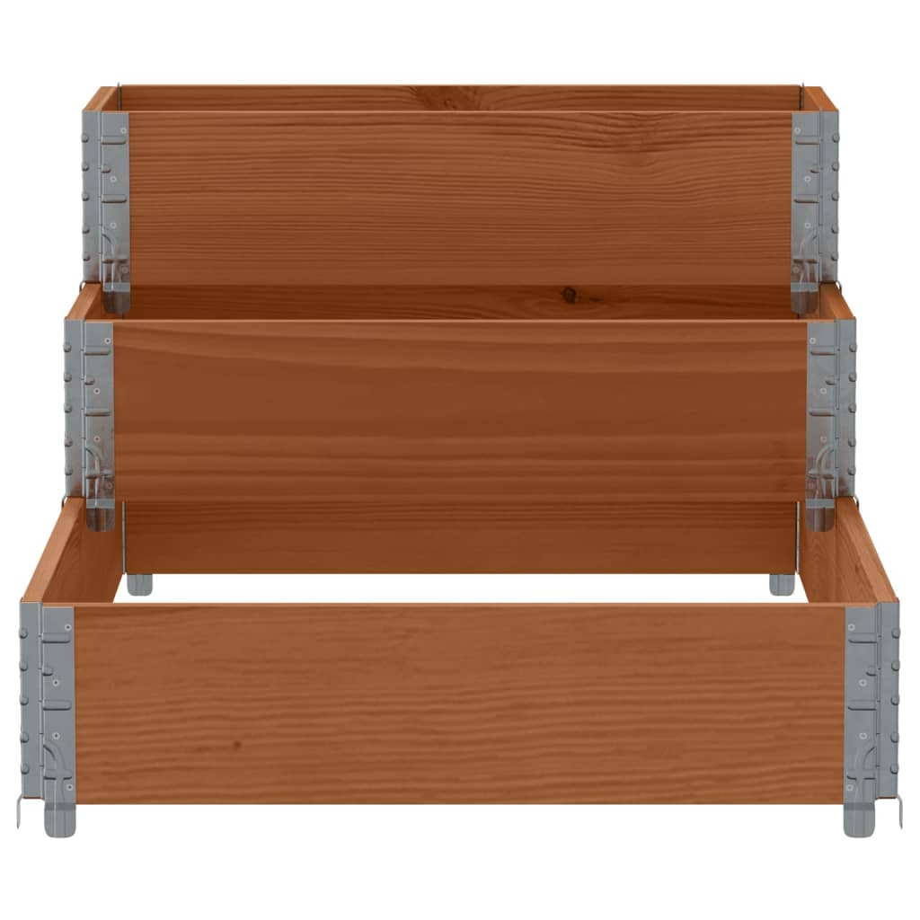 Vaso per fioriera aiuola rialzata piante fiori terrazza giardino con 3 livelli 120 x 80 cm legno massello di pino marrone 02_0039890
