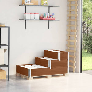 Fioriera Rialzata a 3 Livelli-Vaso da Esterno-Fioriera Elevata Marrone 120x80 cm Legno di Pino 719287