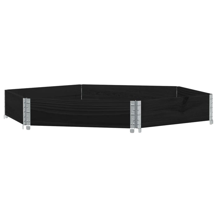 Fioriera Rialzata Esagonale-Vaso da Esterno-Supporto per Vaso Nera 160x160cm Legno di Pino