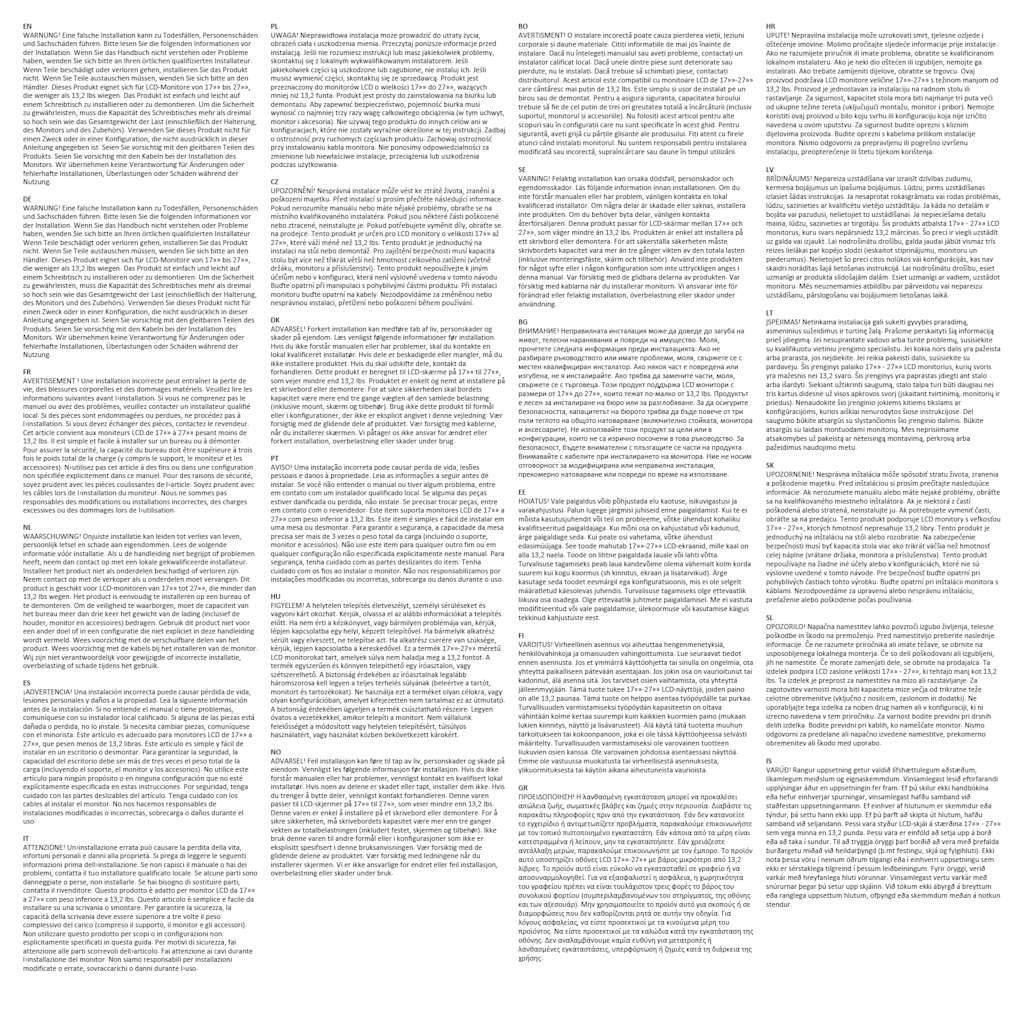 Supporto da Parete Monitor Schermo Max 27 Pollici Molla a Gas 4012168