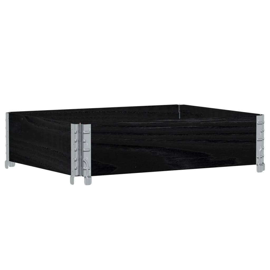 Vassoio per fioriera aiuola rialzata piante fiori terrazza giardino 80 x 60 cm legno massello di pino nero 02_0037885
