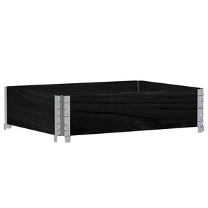 Vassoio per fioriera aiuola rialzata piante fiori terrazza giardino 80 x 60 cm legno massello di pino nero 02_0037885