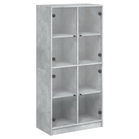 Credenza con Ante Grigio Cemento 68x37x142 cm Legno Multistrato 3295860