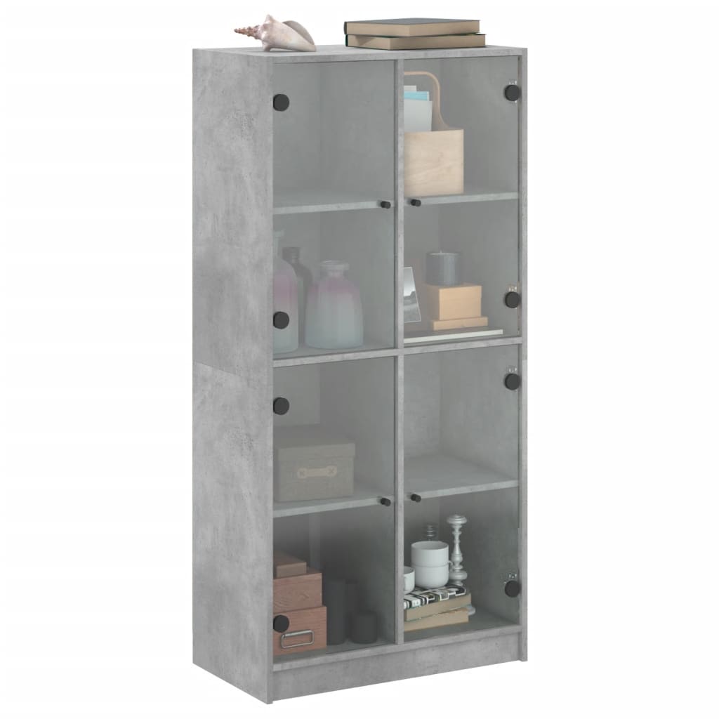 Credenza con Ante Grigio Cemento 68x37x142 cm Legno Multistrato 3295860