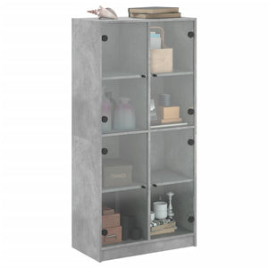Credenza con Ante Grigio Cemento 68x37x142 cm Legno Multistrato 3295860