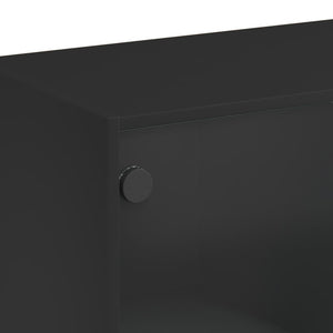 Credenza con Ante Nera 68x37x142 cm in Legno Multistrato