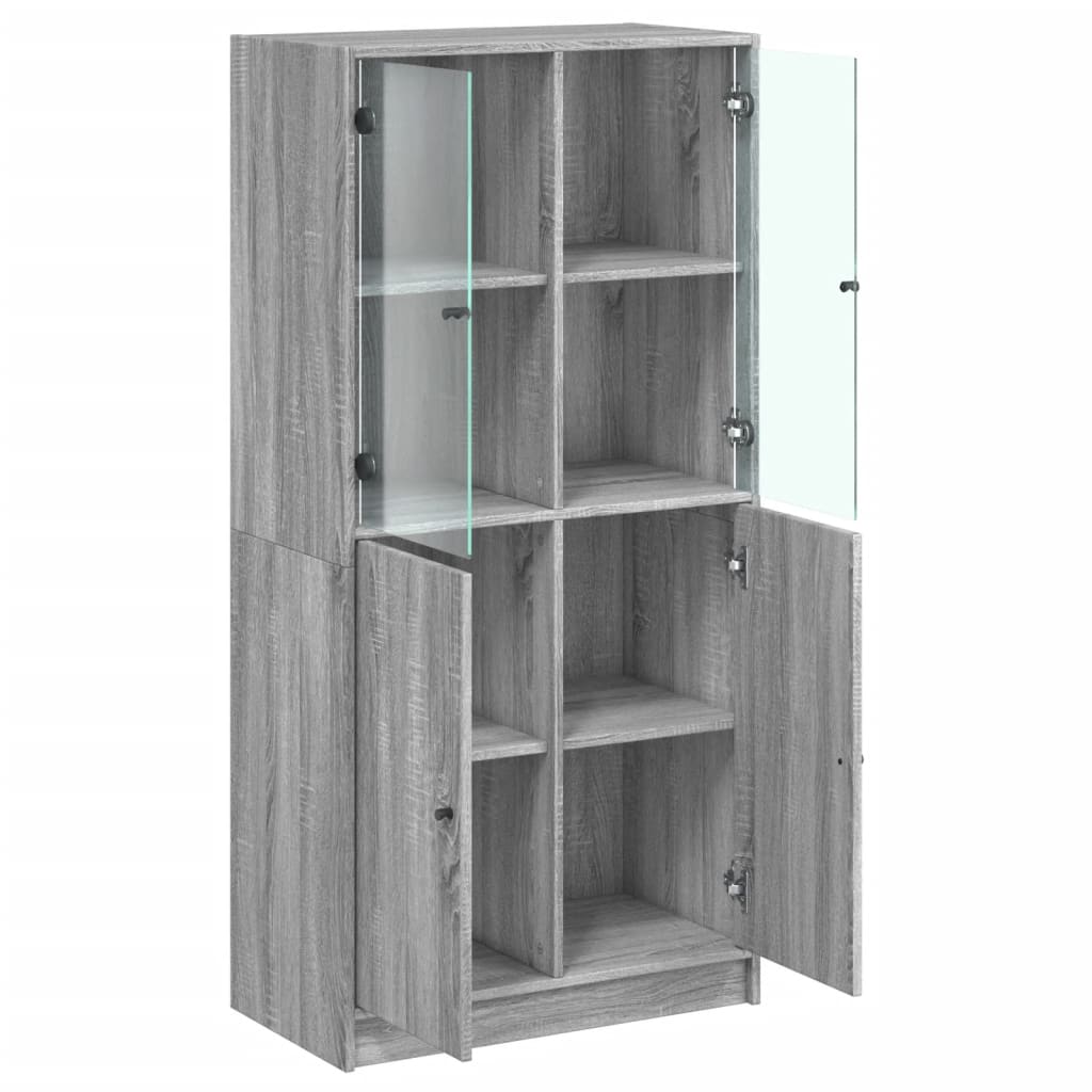 Buffet credenza cassettiera mobiletto mobile contenitore organizer cucina soggiorno salotto alto con ante rovere Sonoma 68 x 37 x 142 cm legno ingegnerizzato grigio 02_0032244