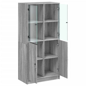 Buffet credenza cassettiera mobiletto mobile contenitore organizer cucina soggiorno salotto alto con ante rovere Sonoma 68 x 37 x 142 cm legno ingegnerizzato grigio 02_0032244