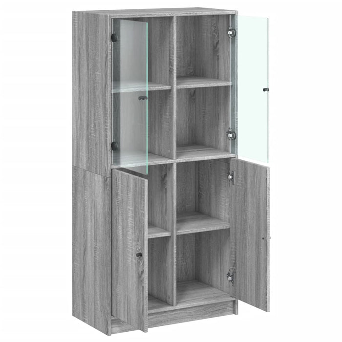 Buffet credenza cassettiera mobiletto mobile contenitore organizer cucina soggiorno salotto alto con ante rovere Sonoma 68 x 37 x 142 cm legno ingegnerizzato grigio 02_0032244