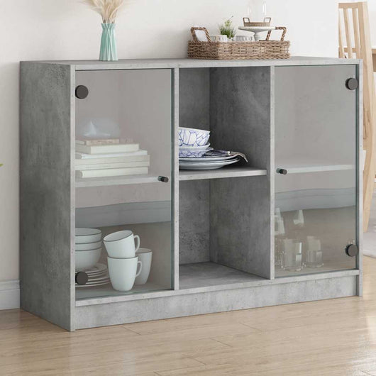 Credenza Grigio Cemento 102x37x75,5 cm in Legno Multistrato 3295874