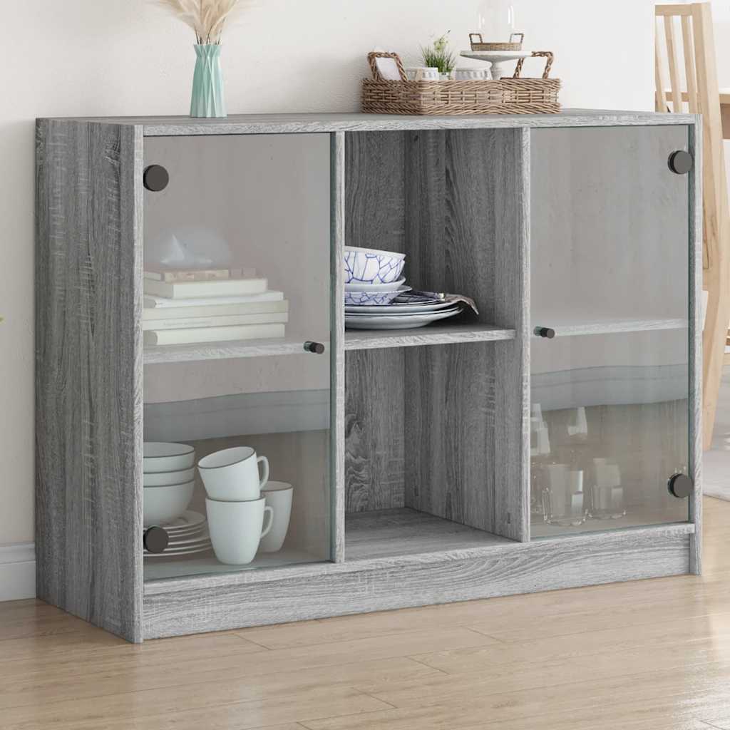 Credenza Grigio Sonoma 102x37x75,5 cm in Legno Multistrato 3295876