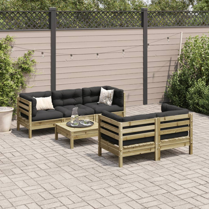 Set Divani da Giardino 6pz con Cuscini Legno Impregnato di Pino 3299296