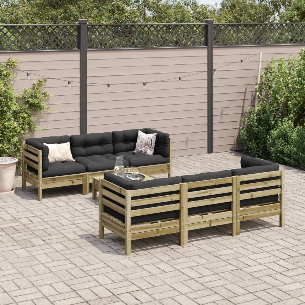 Set Divani da Giardino 7pz con Cuscini Legno Impregnato di Pino 3299307