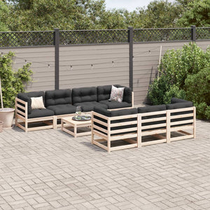 Set Divani da Giardino 8 pz con Cuscini Legno Massello di Pino