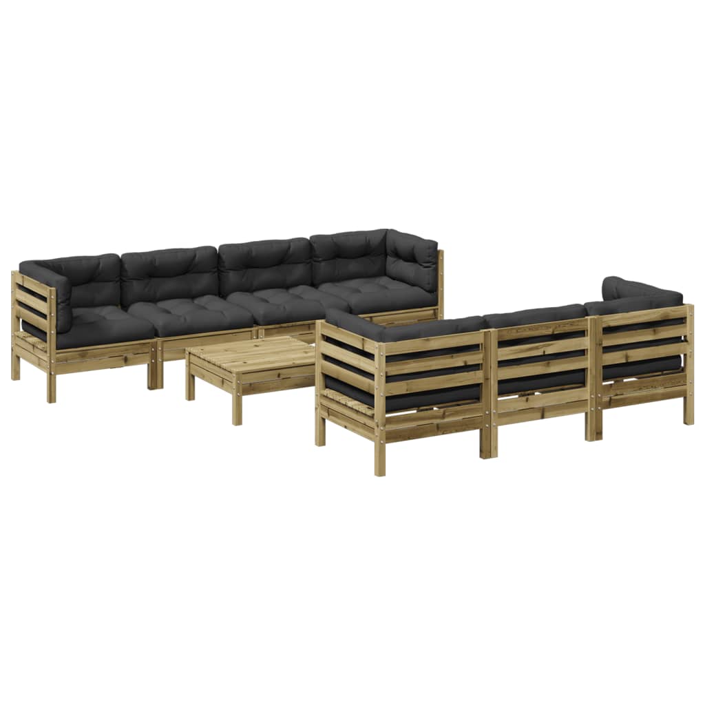 Set Divani da Giardino 8pz con Cuscini Legno Impregnato di Pino 3299330