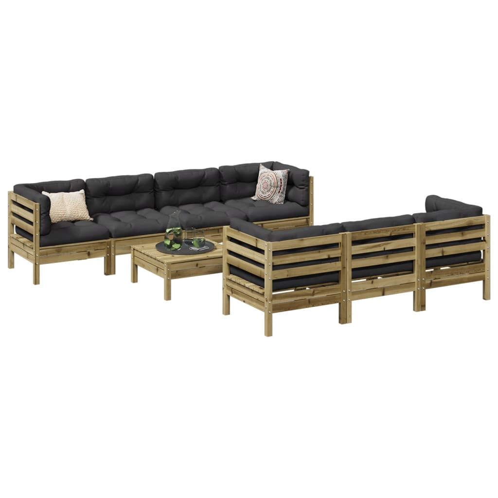 Set Divani da Giardino 8pz con Cuscini Legno Impregnato di Pino 3299330
