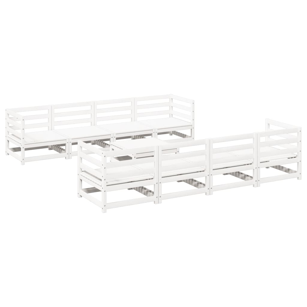 Set Divani da Giardino 9 pz Bianco in Legno Massello di Pino 3299354