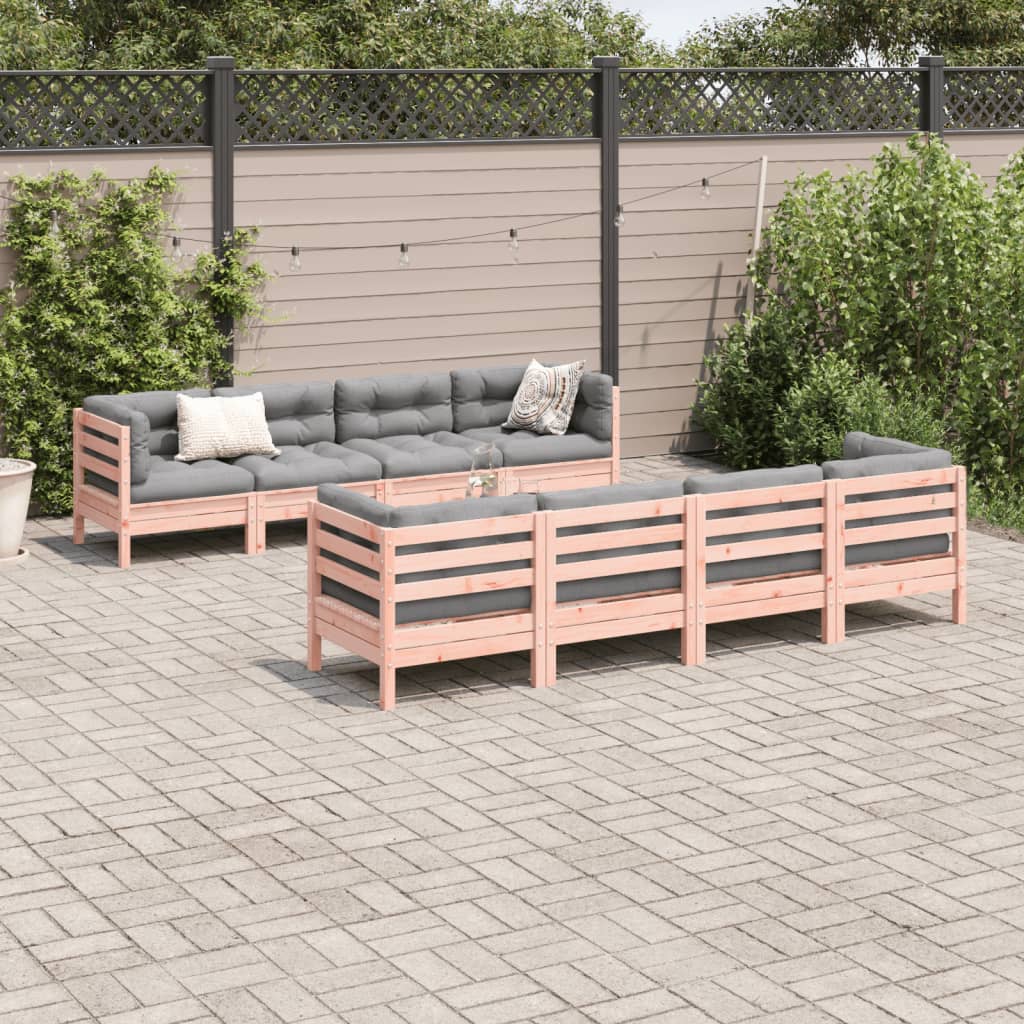 Set Divani Giardino 9 pz Cuscini Legno Massello Abete Douglas