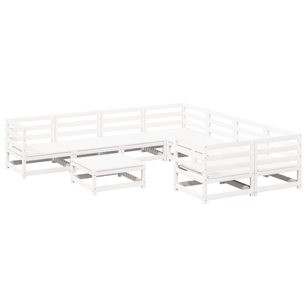 vidaXL Set Divani da Giardino 9 pz Bianco in Legno Massello di Pino