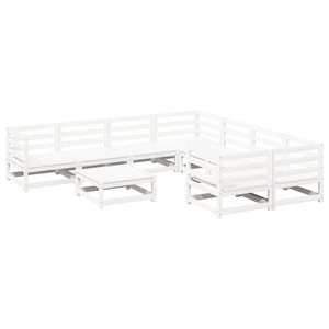 vidaXL Set Divani da Giardino 9 pz Bianco in Legno Massello di Pino