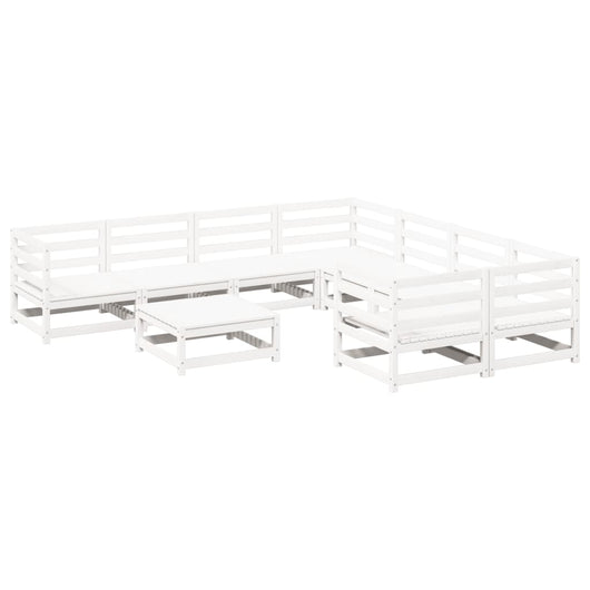 vidaXL Set Divani da Giardino 9 pz Bianco in Legno Massello di Pino