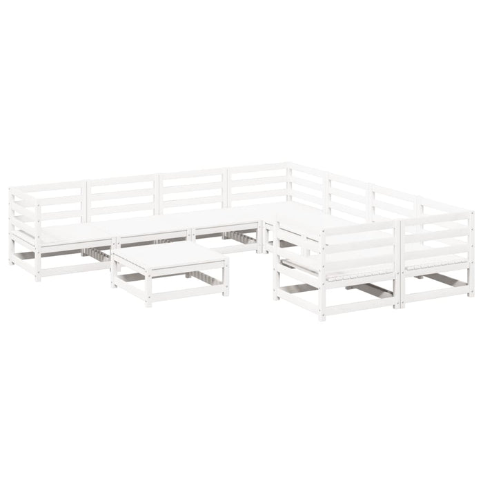 vidaXL Set Divani da Giardino 9 pz Bianco in Legno Massello di Pino