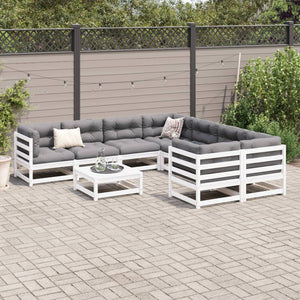 vidaXL Set Divani da Giardino 9 pz Bianco in Legno Massello di Pino