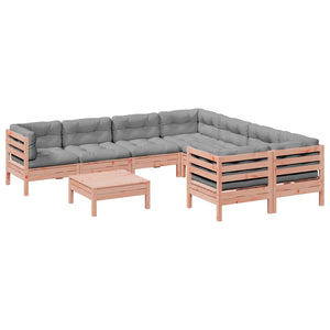 Set Divani Giardino 9 pz Cuscini Legno Massello Abete Douglas