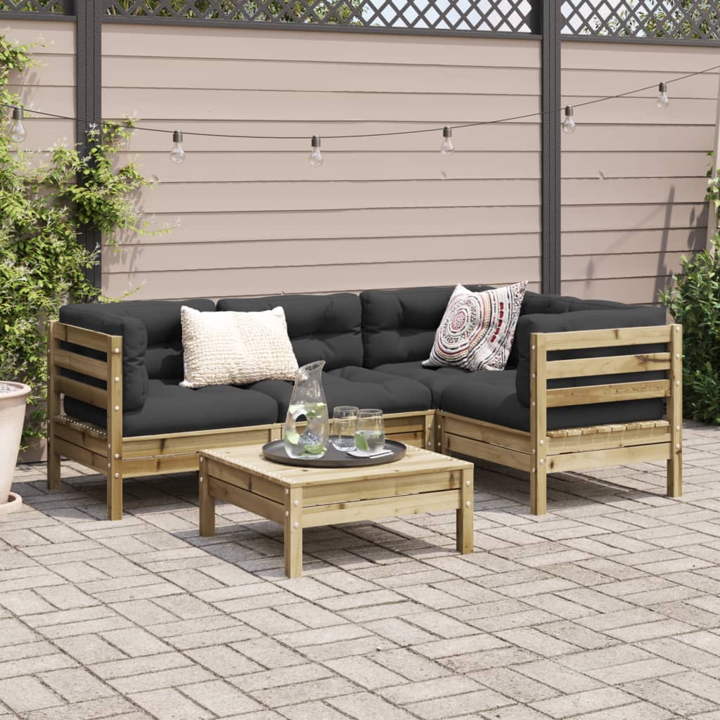 Set Divani da Giardino 5pz con Cuscini Legno Impregnato di Pino 3299429