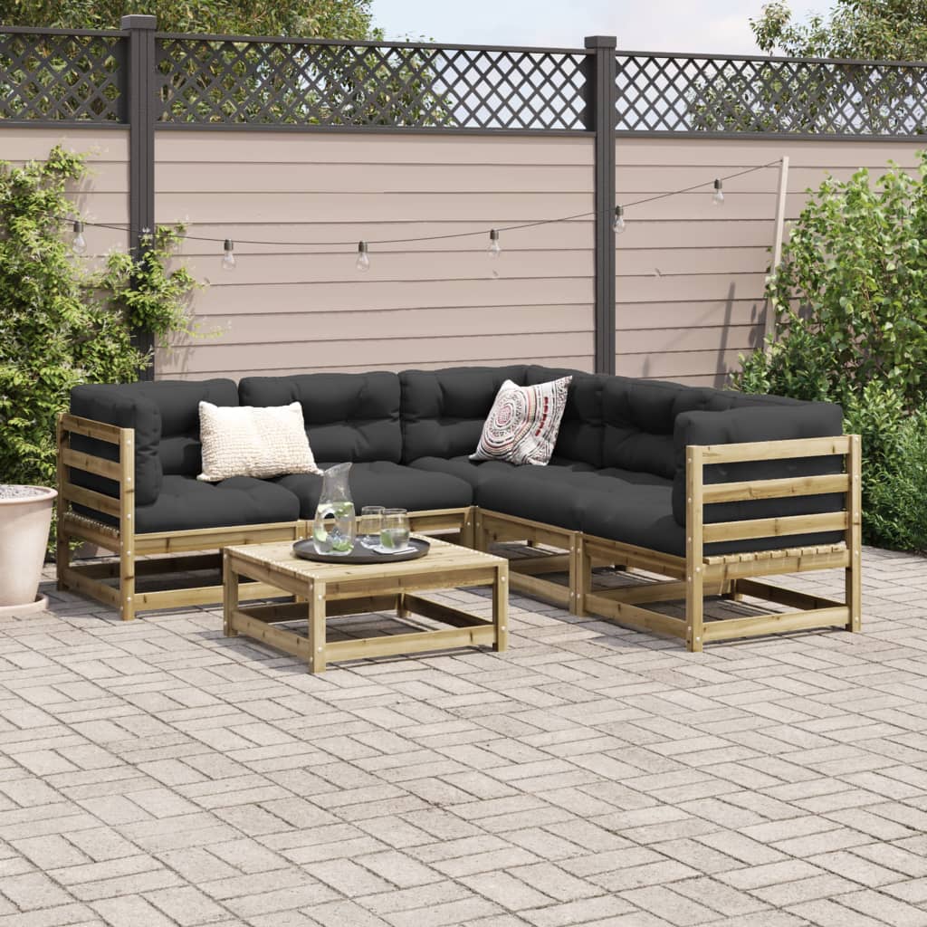 Set Divani da Giardino 6pz con Cuscini Legno Impregnato di Pino 3299448