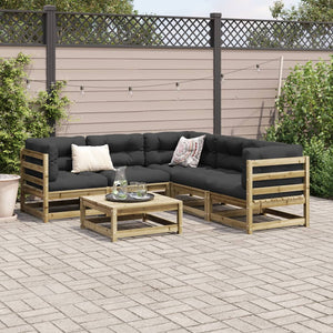 Set Divani da Giardino 6pz con Cuscini Legno Impregnato di Pino 3299448