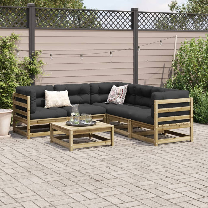 Set Divani da Giardino 6pz con Cuscini Legno Impregnato di Pino 3299448