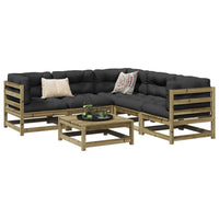 Set Divani da Giardino 6pz con Cuscini Legno Impregnato di Pino