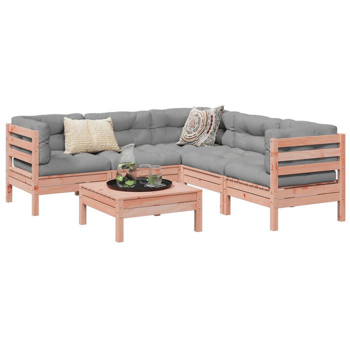 Set Divani Giardino 6 pz Cuscini Legno Massello Abete Douglas