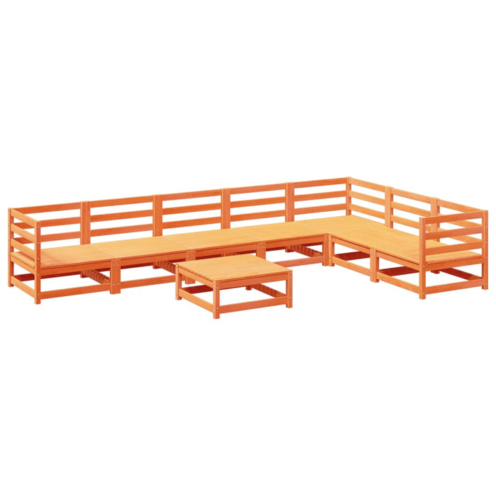 Set Divani da Giardino 8 pz Marrone Cera Legno Massello Pino 3299475