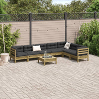 Set Divani da Giardino 8pz con Cuscini Legno Impregnato di Pino