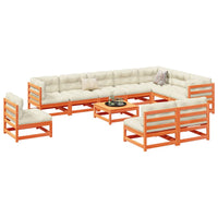 Set Divani da Giardino 11pz Marrone Cera Legno Massello di Pino