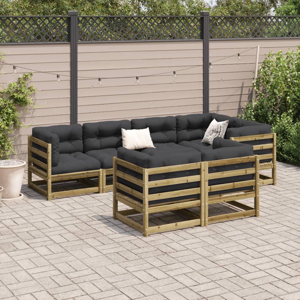 vidaXL Set Divani da Giardino 7 pz in Legno Impregnato di Pino