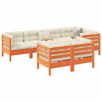 Set Divani Giardino 7 pz con Cuscini Marrone Cera Massello Pino 3299497