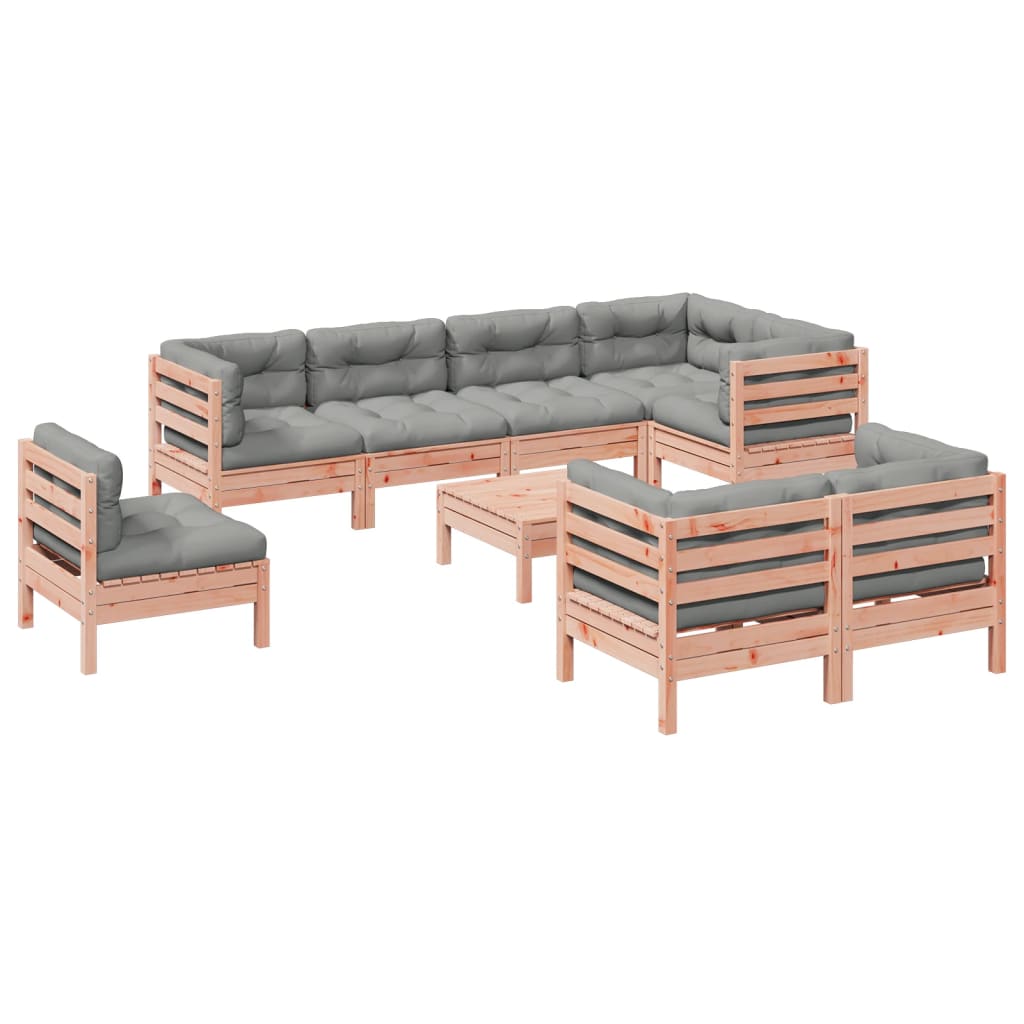 Set Divani Giardino 9 pz Cuscini Legno Massello Abete Douglas