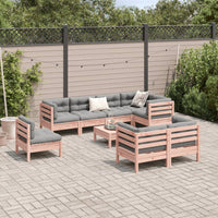 Set Divani Giardino 9 pz Cuscini Legno Massello Abete Douglas