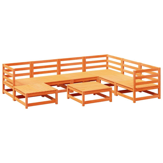Set Divani da Giardino 8 pz Marrone Cera Legno Massello Pino 3299553