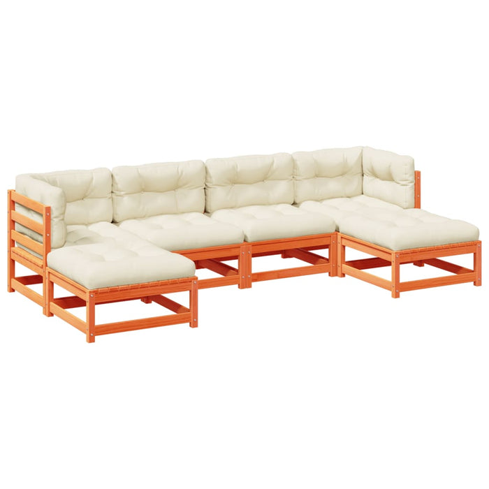 Set Divani Giardino 6pz con Cuscini Marrone Cera Massello Pino 3299568