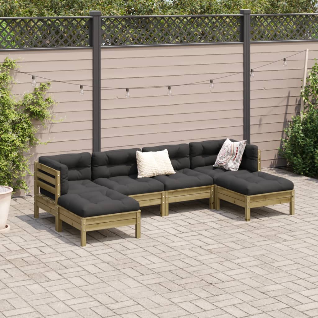 Set Divani da Giardino 6pz con Cuscini Legno Impregnato di Pino 3299573